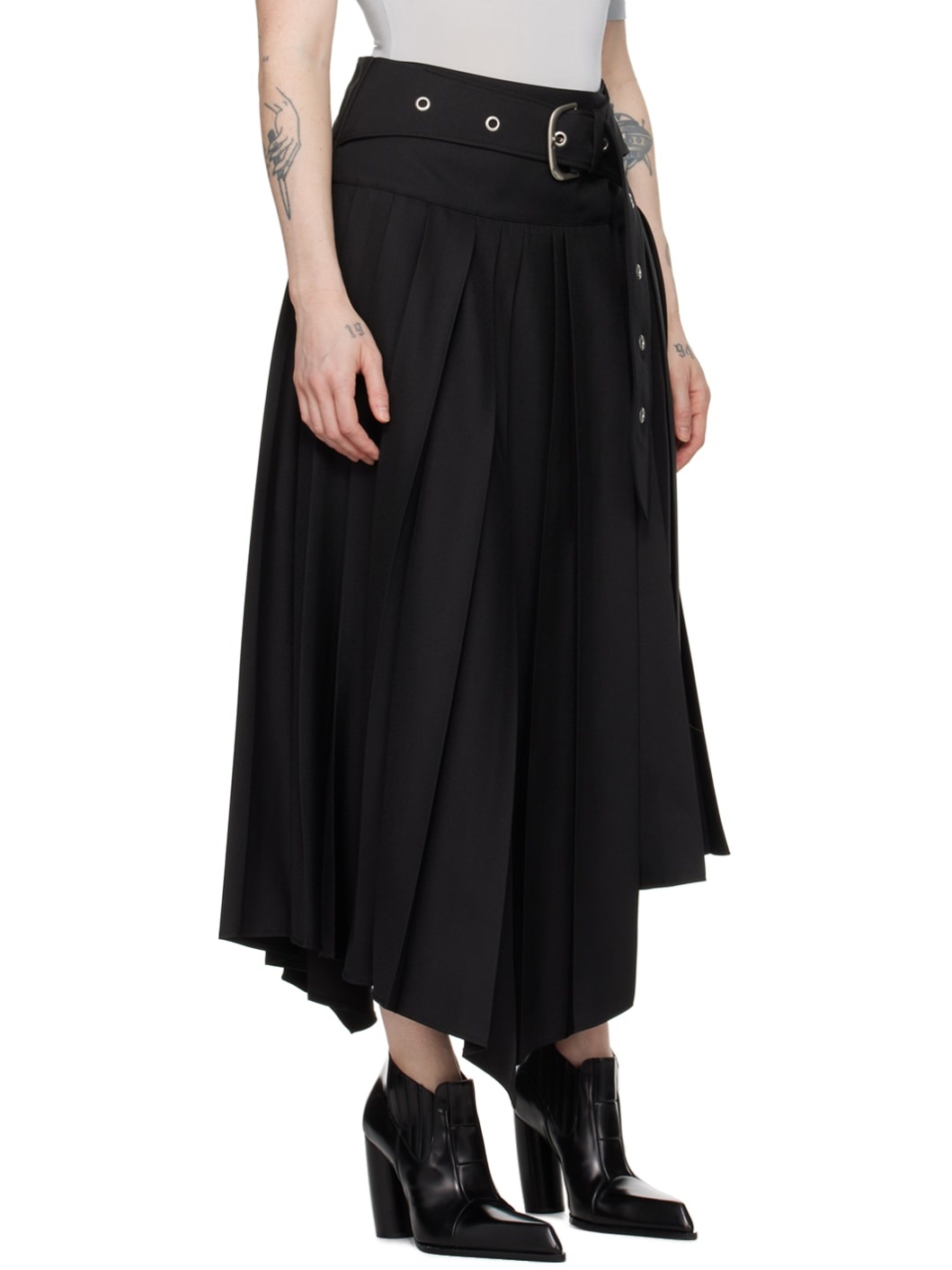 Black Belted Maxi Skirt - 2