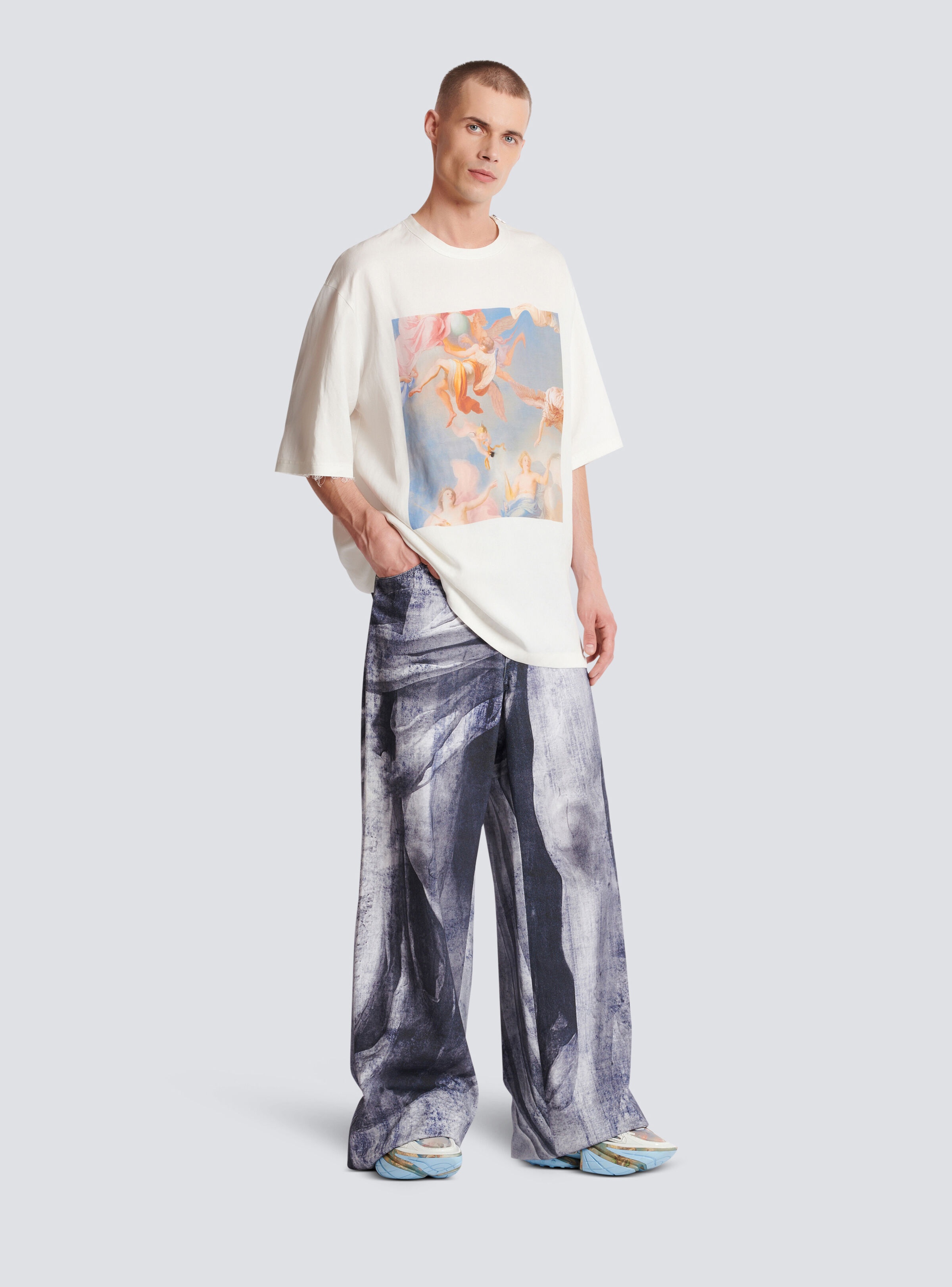 Sky print zipped T-shirt - 3
