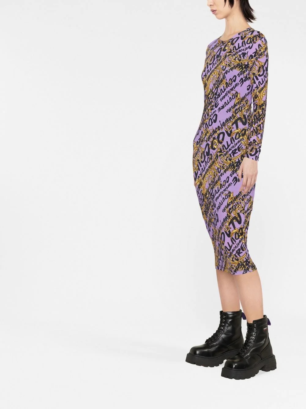 Barocco logo-print midi dress - 4