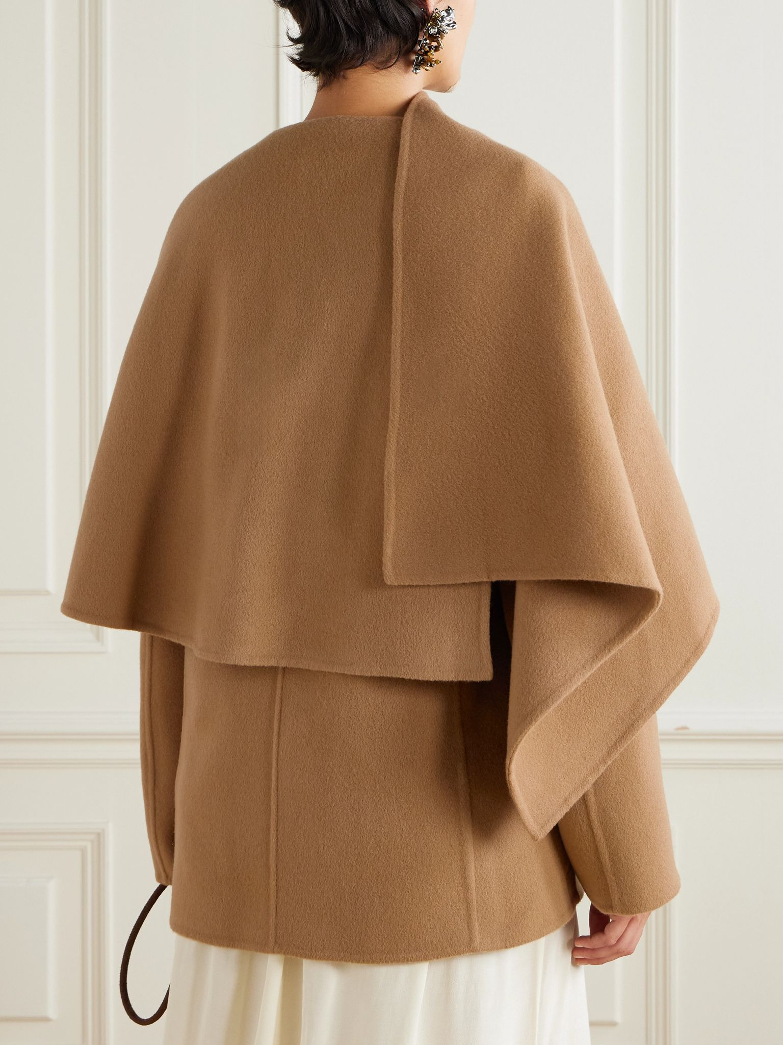 Dak layered draped wool-blend felt coat Tan - 4