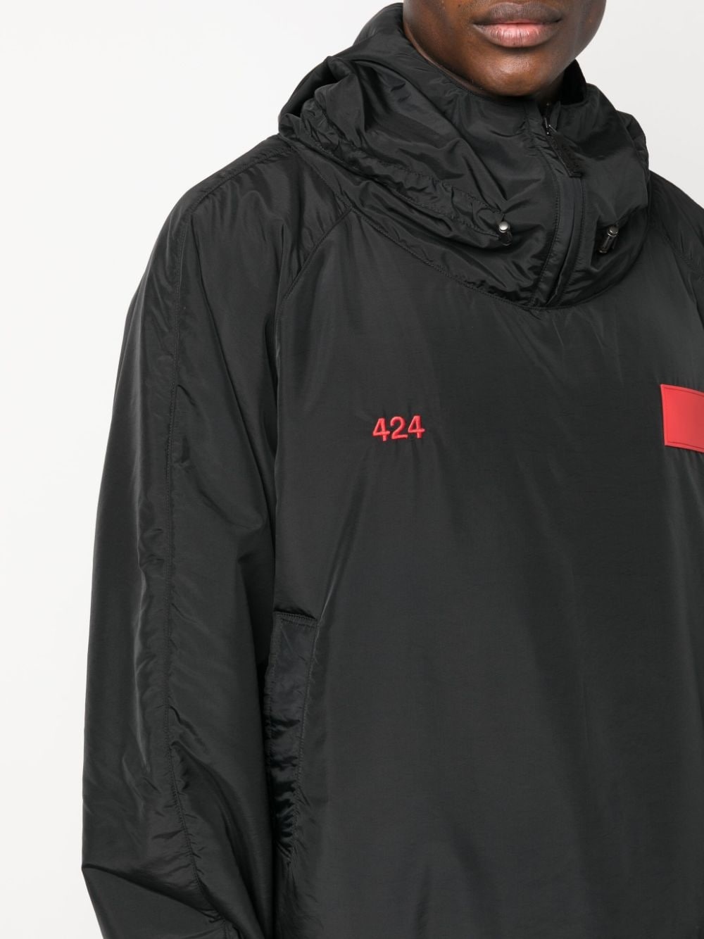 logo-patch drawstring hooded jacket - 5