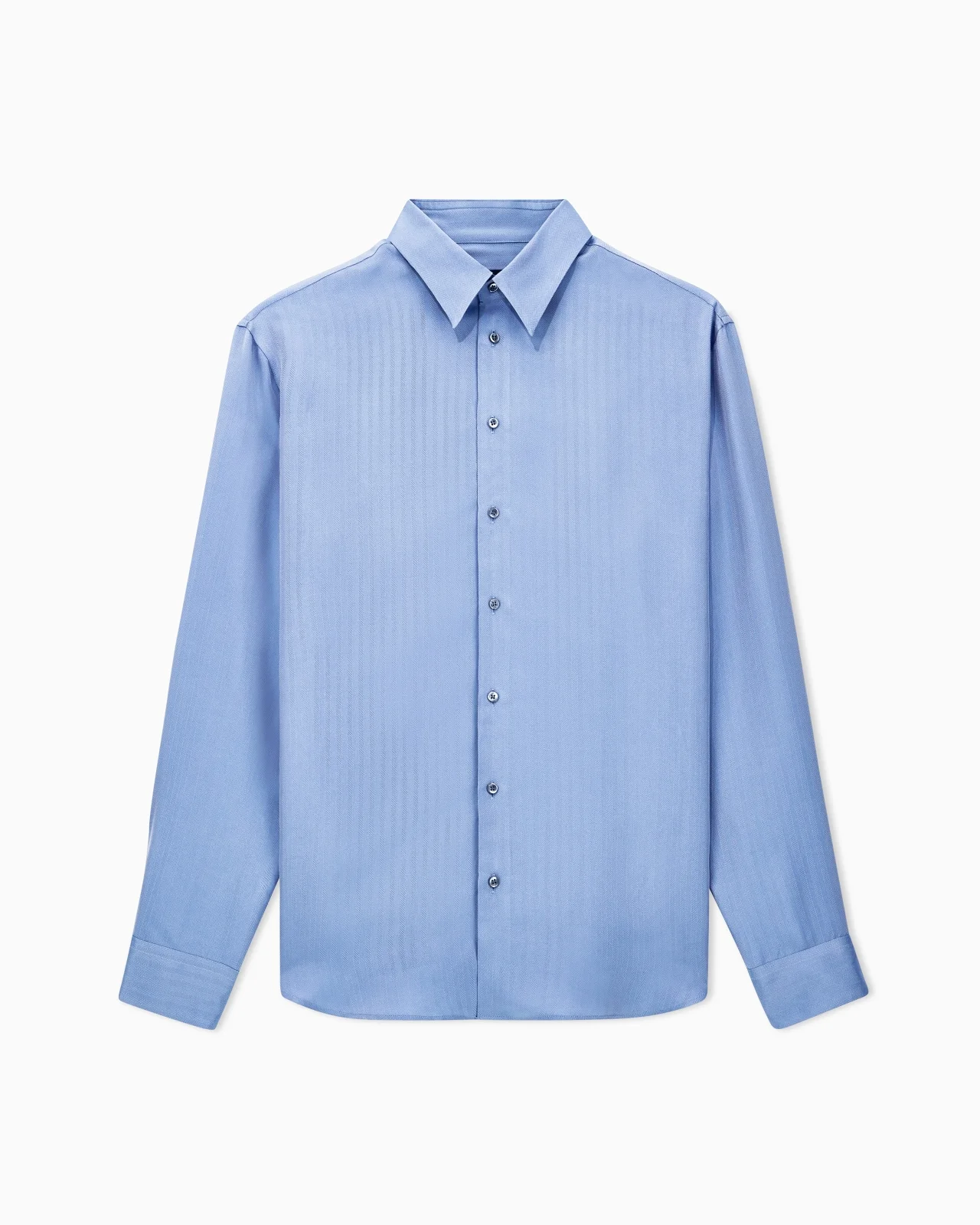 JACQUARD SILK SHIRT WITH IRIDESCENT CHEVRON PATTERN - 1