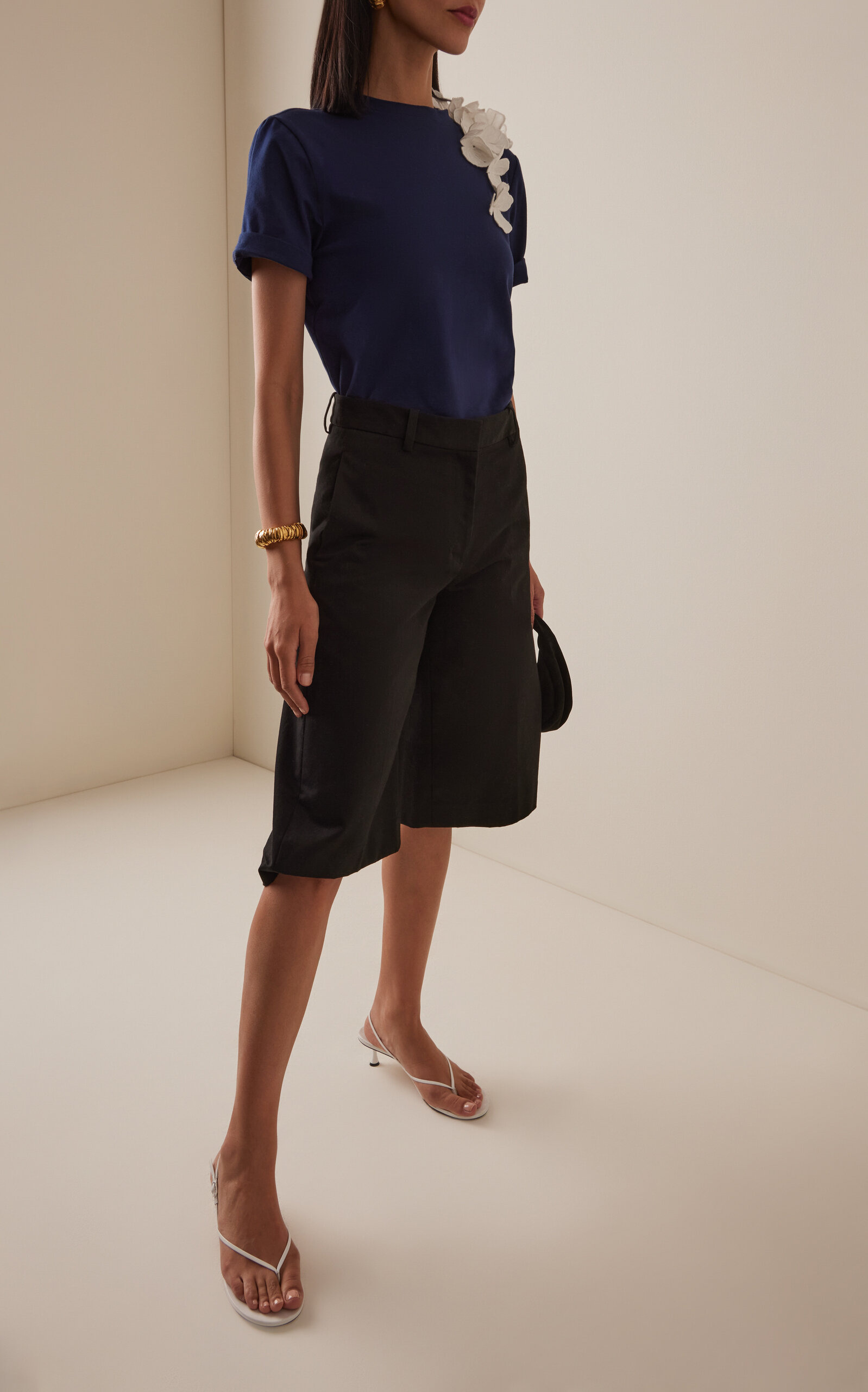 Muchos Cantos Embellished Cotton T-Shirt navy - 3