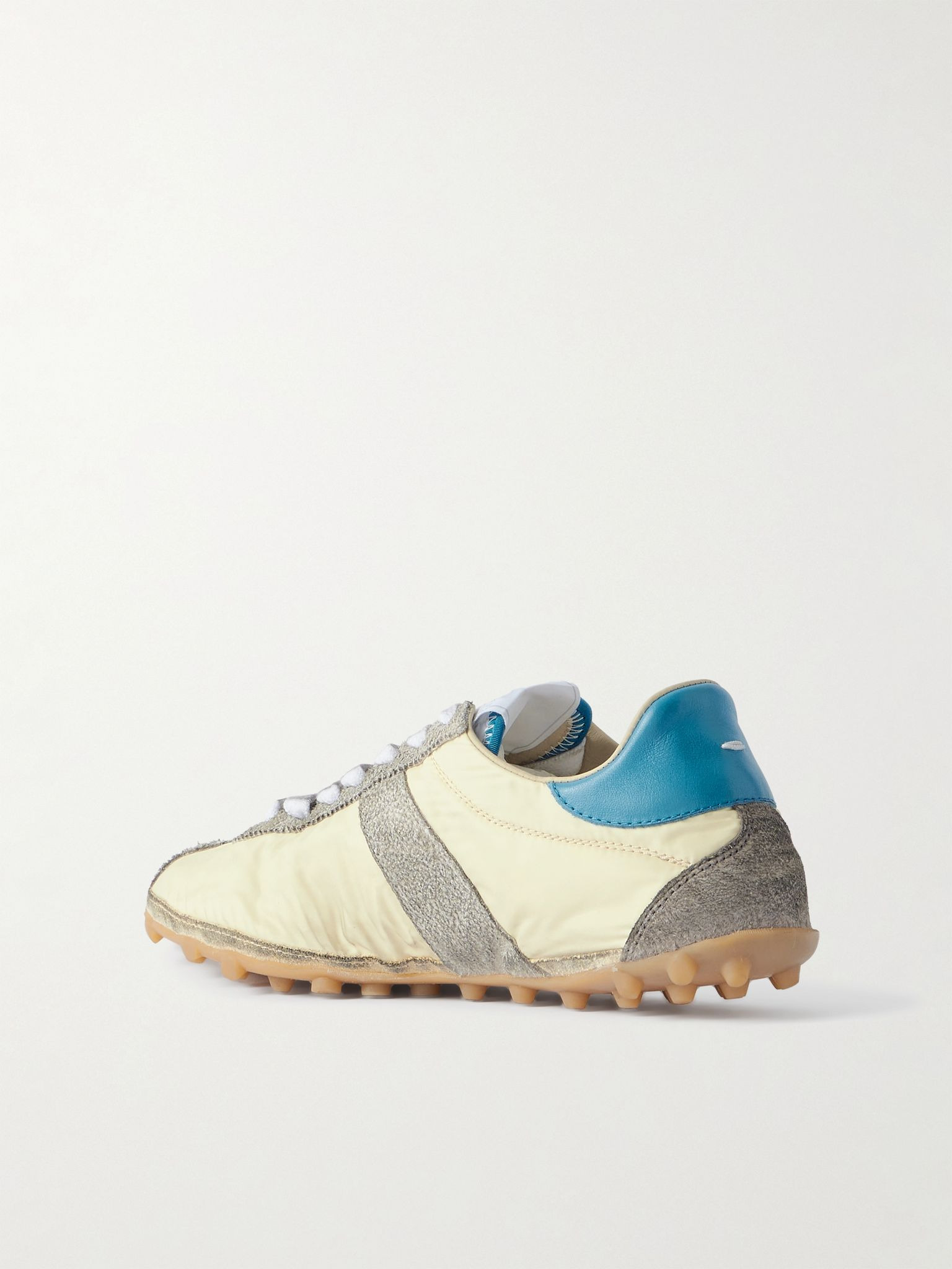 Sprinter leather and brushed suede-trimmed shell sneakers Pastel yellow - 3