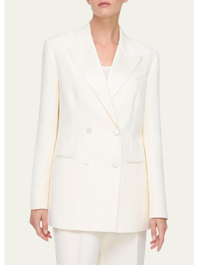 Double-Breasted Satin-Trim Jacket 3