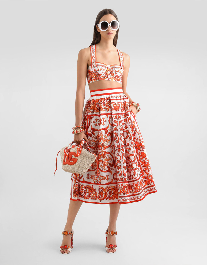 Dolce & Gabbana Majolica-print poplin pleated skirt outlook
