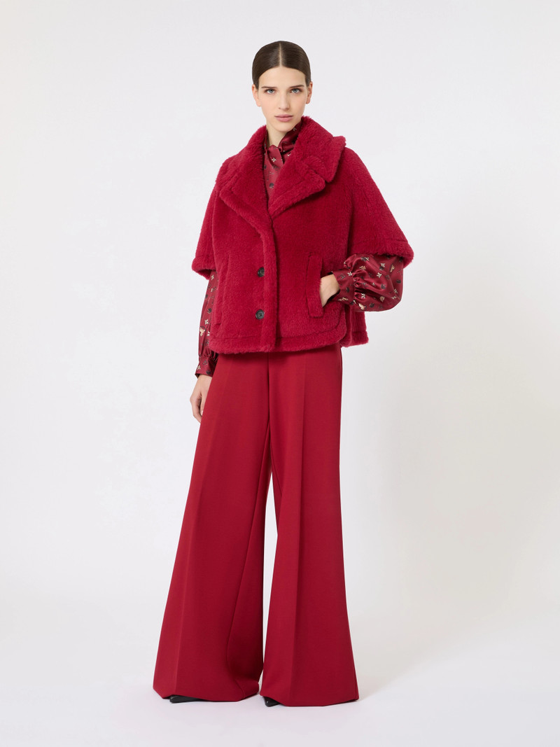 CORVINOLNY Alpaca and wool Teddy fabric cape - RED 2