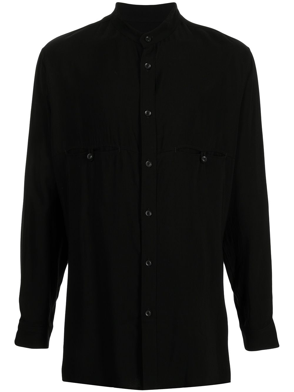 band-collar long-sleeved shirt - 1