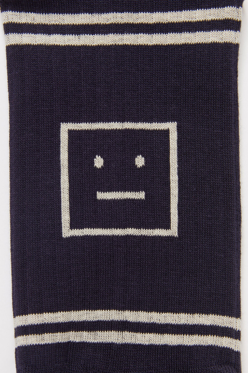 Face jacquard striped socks navy/cream 3
