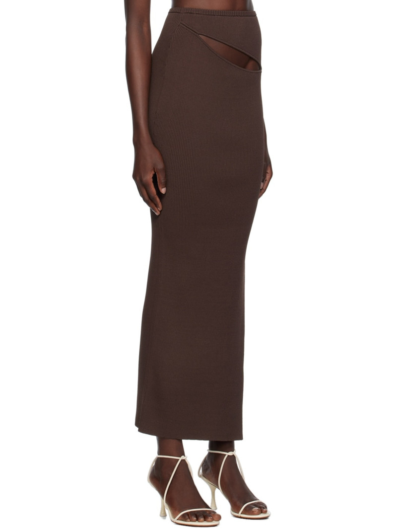 Brown Hip Slash Maxi Skirt 2