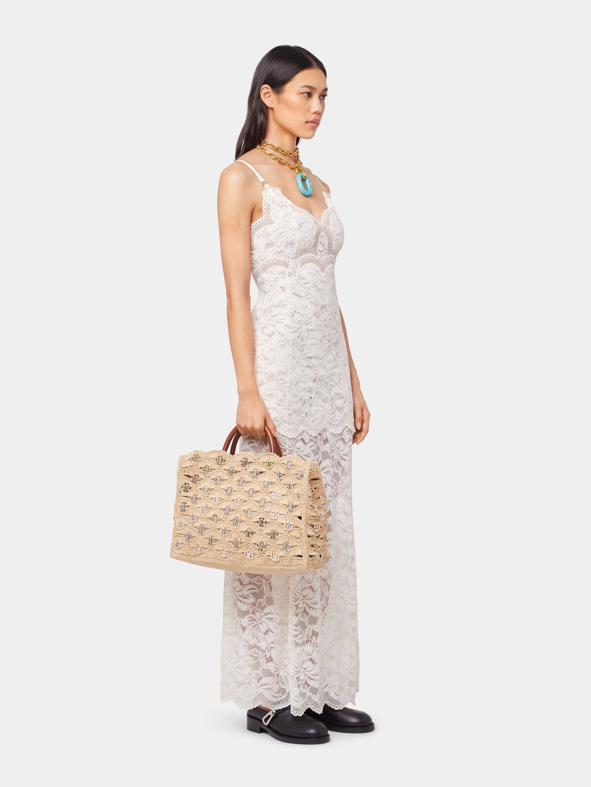 BEIGE TOTE BAG IN RAFFIA - 6