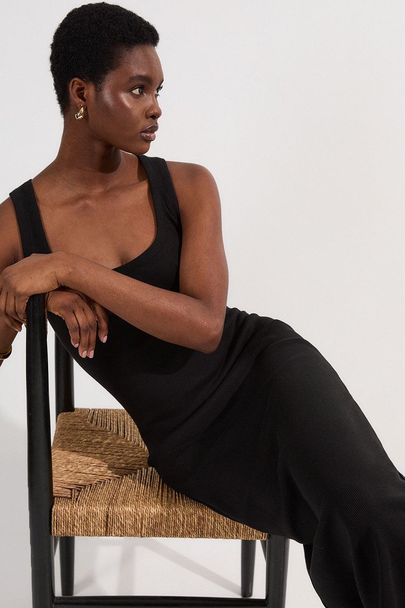 Compact Jersey Rib Racer Maxi Dress 3