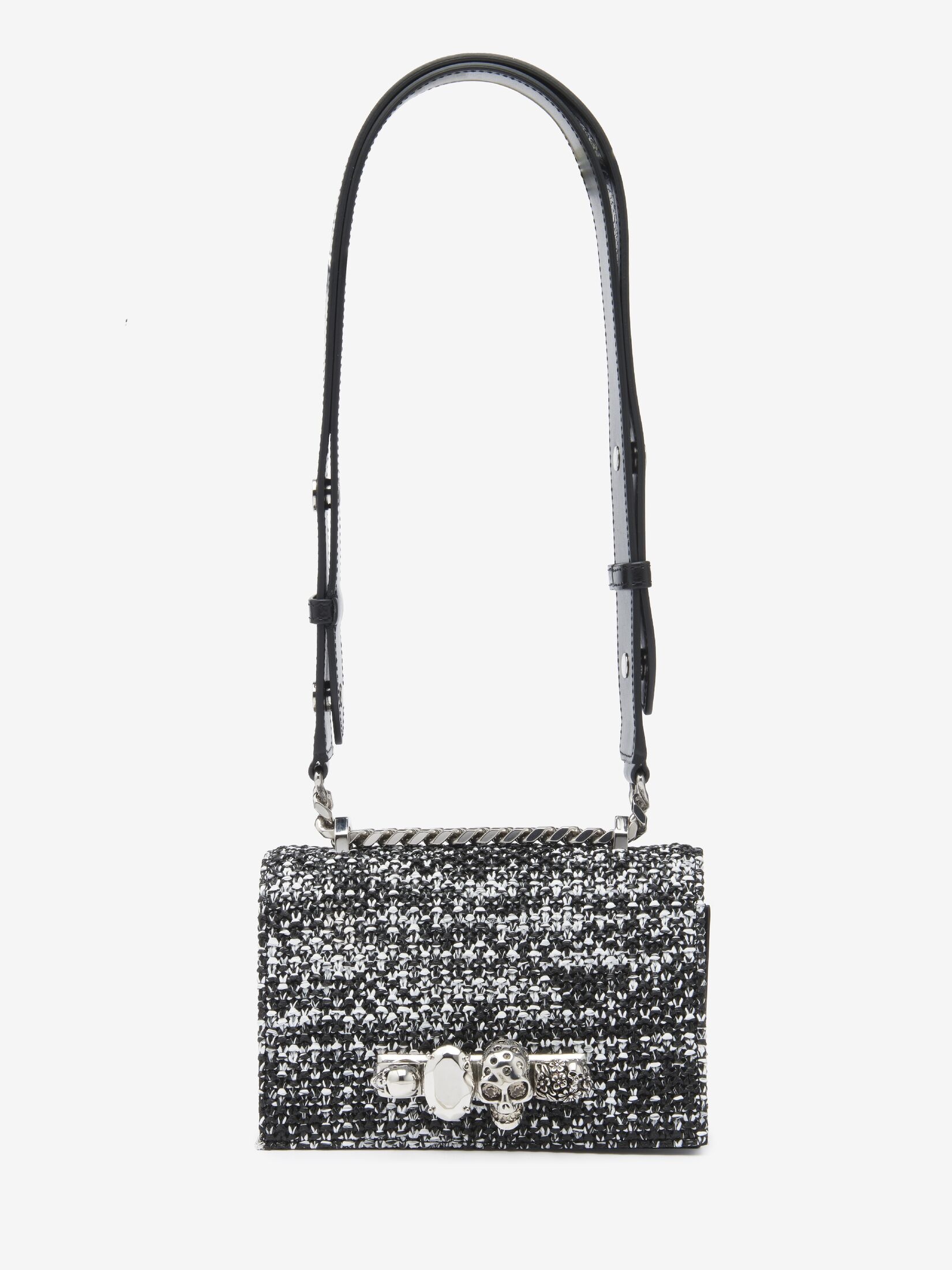 Women's The Biker Mini Jewelled Satchel in Black/white - 5