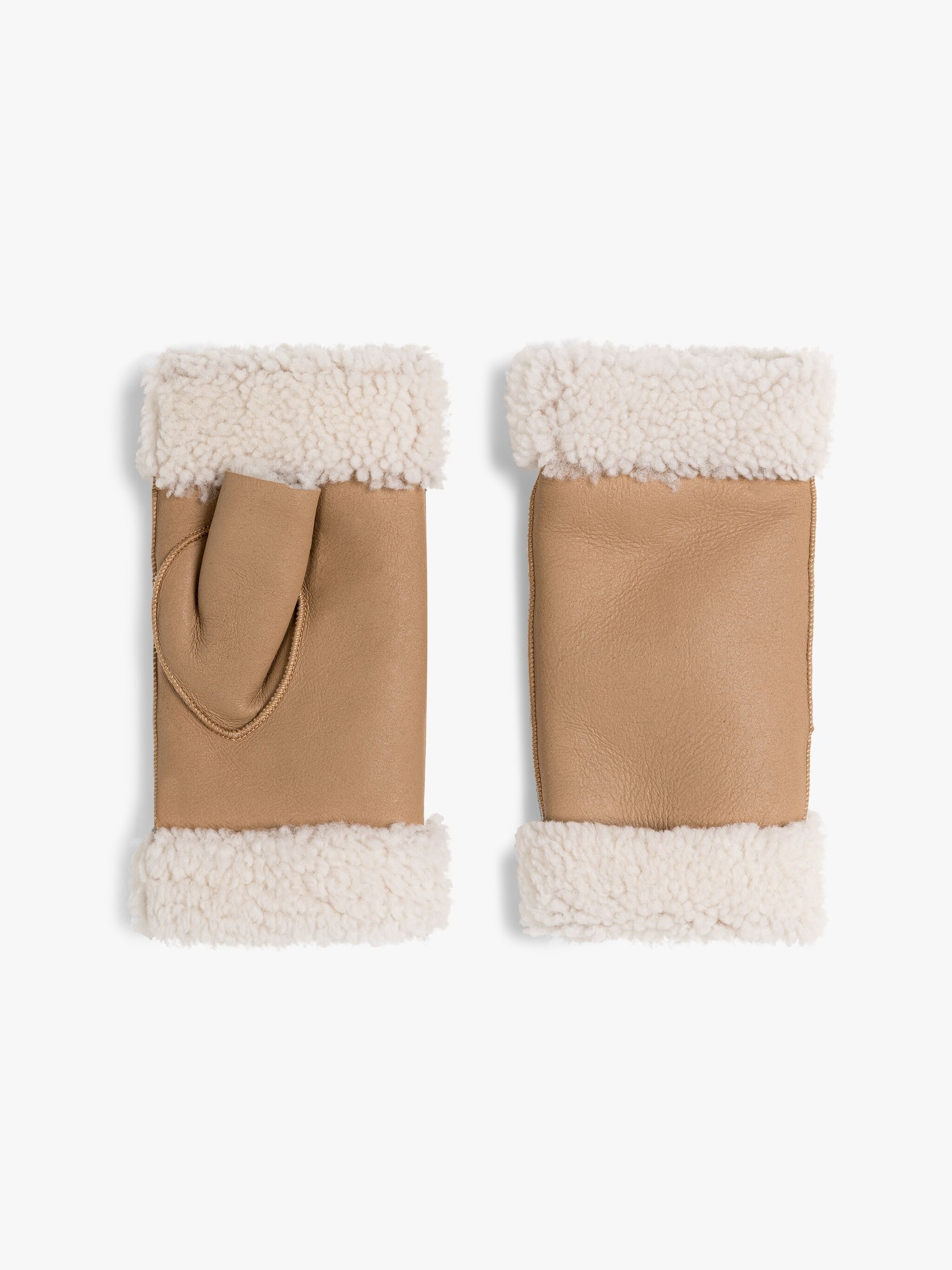 VERA TAN SUEDE FINGERLESS GLOVES - 1