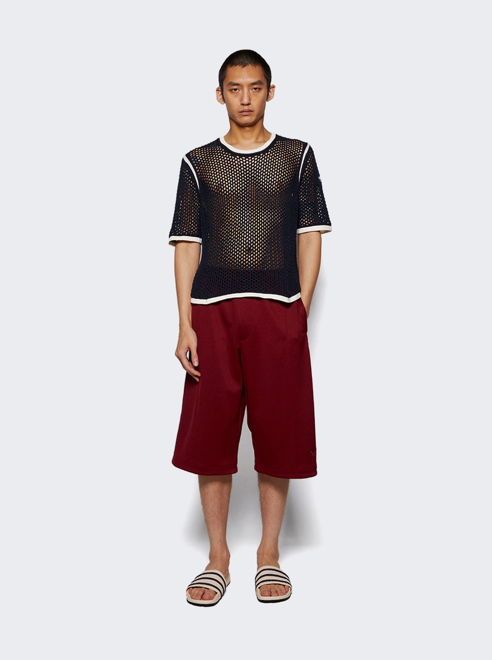 X Wales Bonner Knit Tee Night Navy And Wonder White - 5