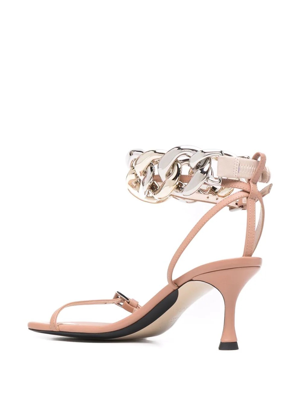 chain-link leather sandals - 3