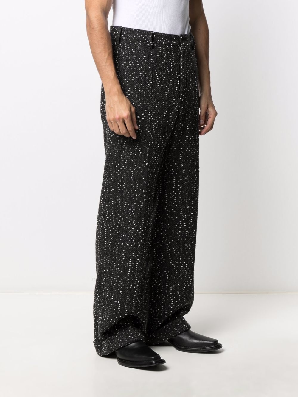 mélange wide-leg knitted trousers - 3