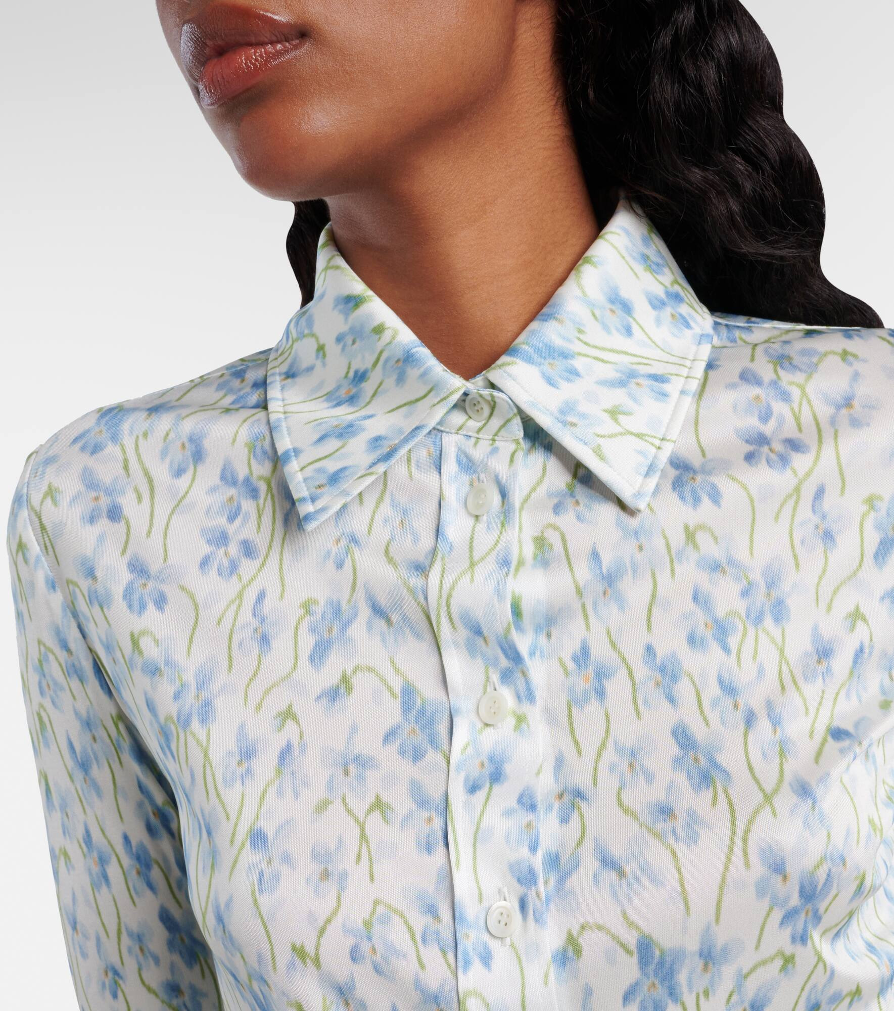 Floral satin jersey shirt - 4