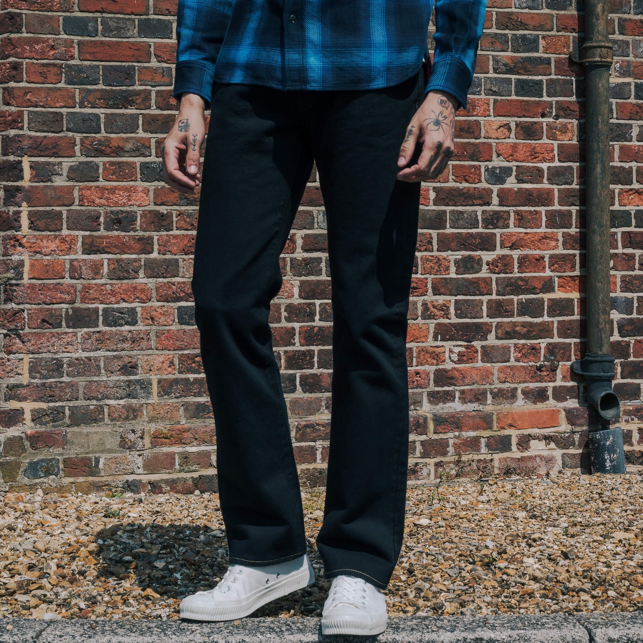 14oz Selvedge Denim Straight Cut Jeans - Indigo/Black