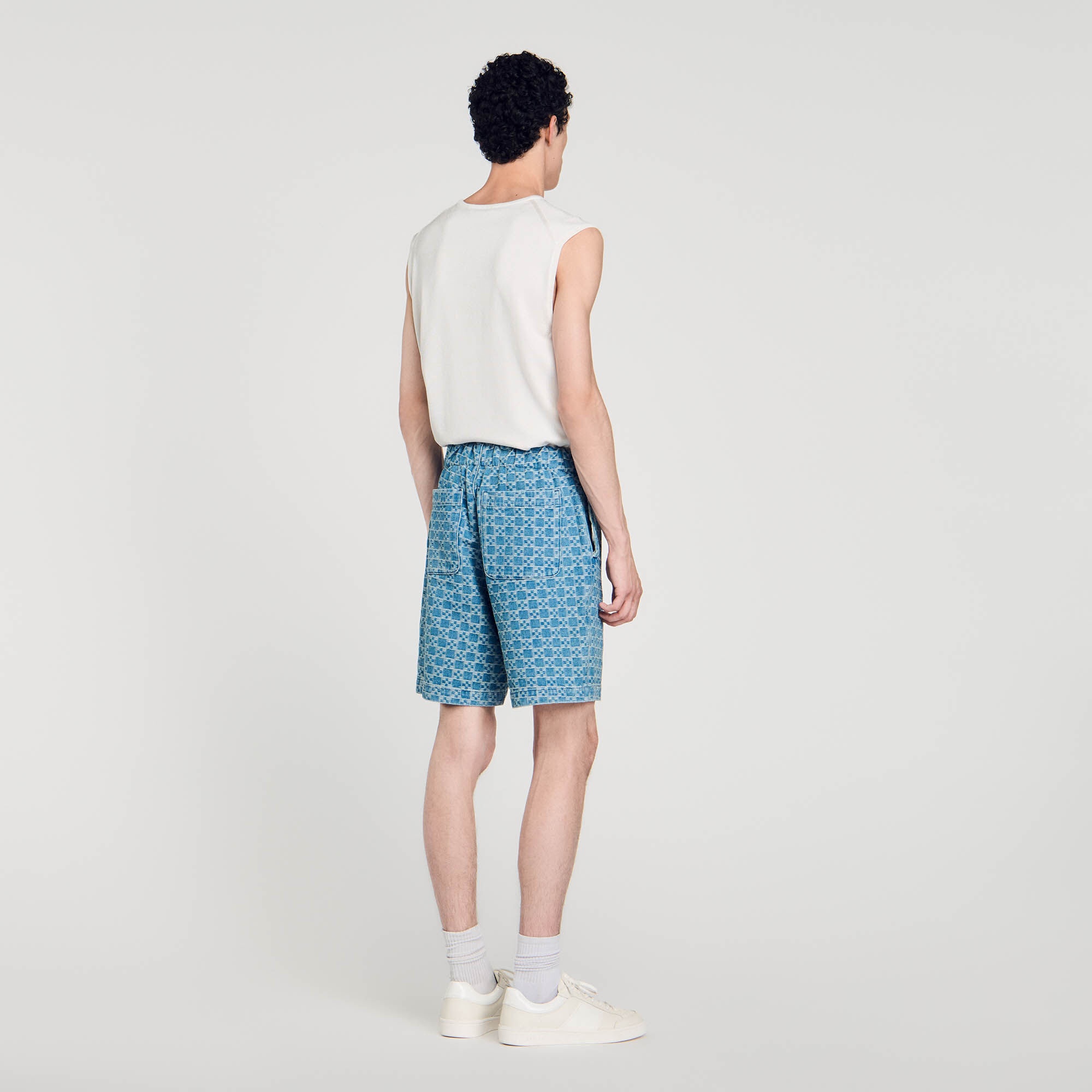 SQUARE CROSS DENIM BERMUDA SHORTS - 6