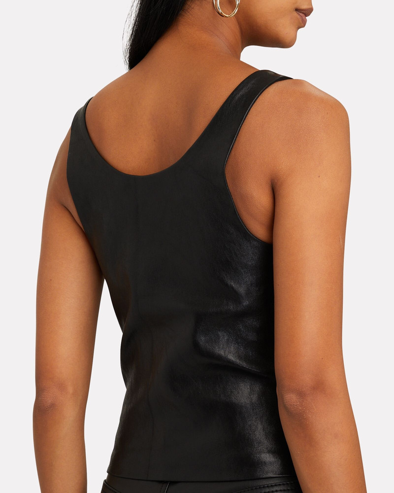 SPRWMN BLACK LEATHER SWEETHEART FITTED TANK outlook