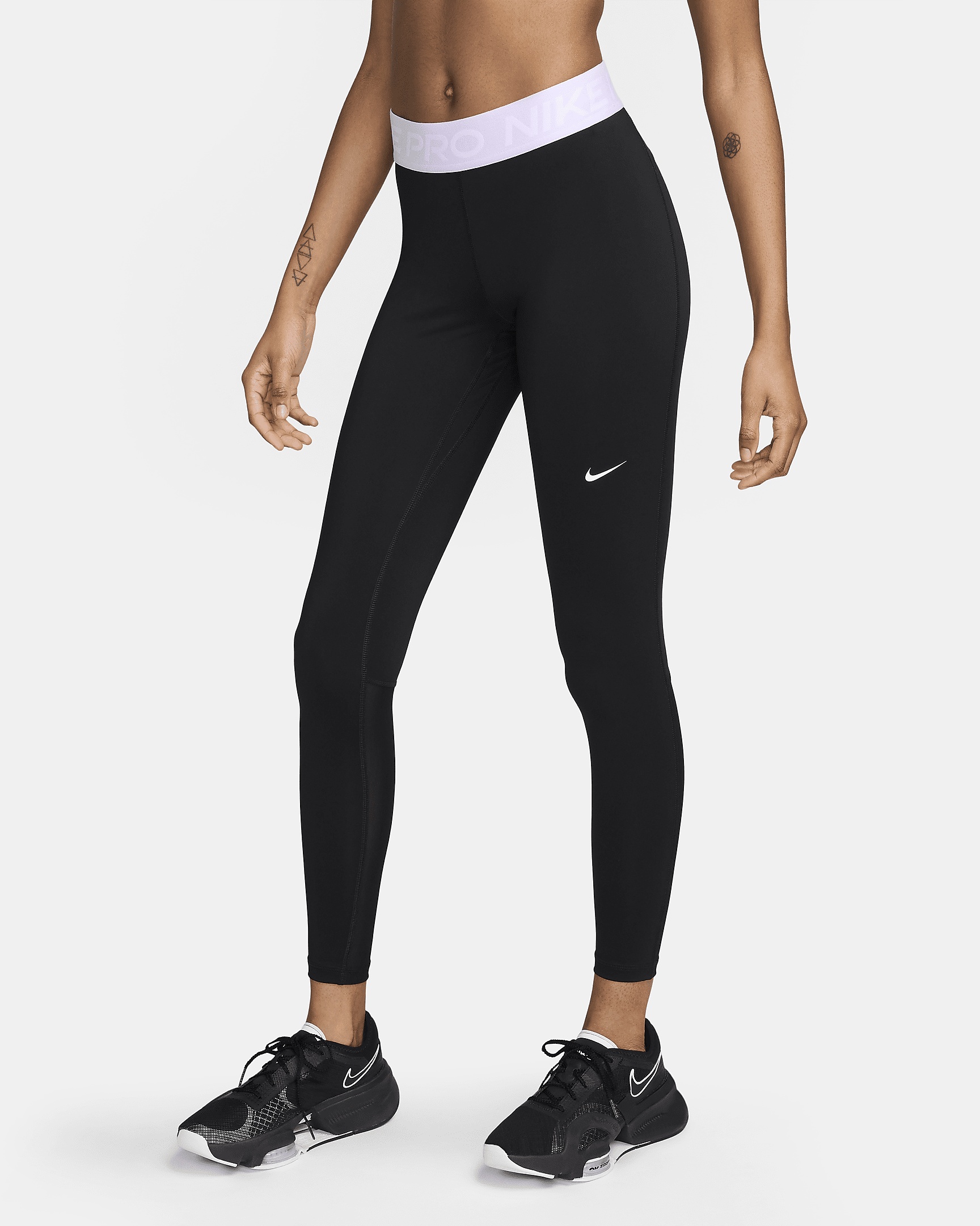 Nike Pro Women's Mid-Rise Mesh-Paneled Leggings - 1