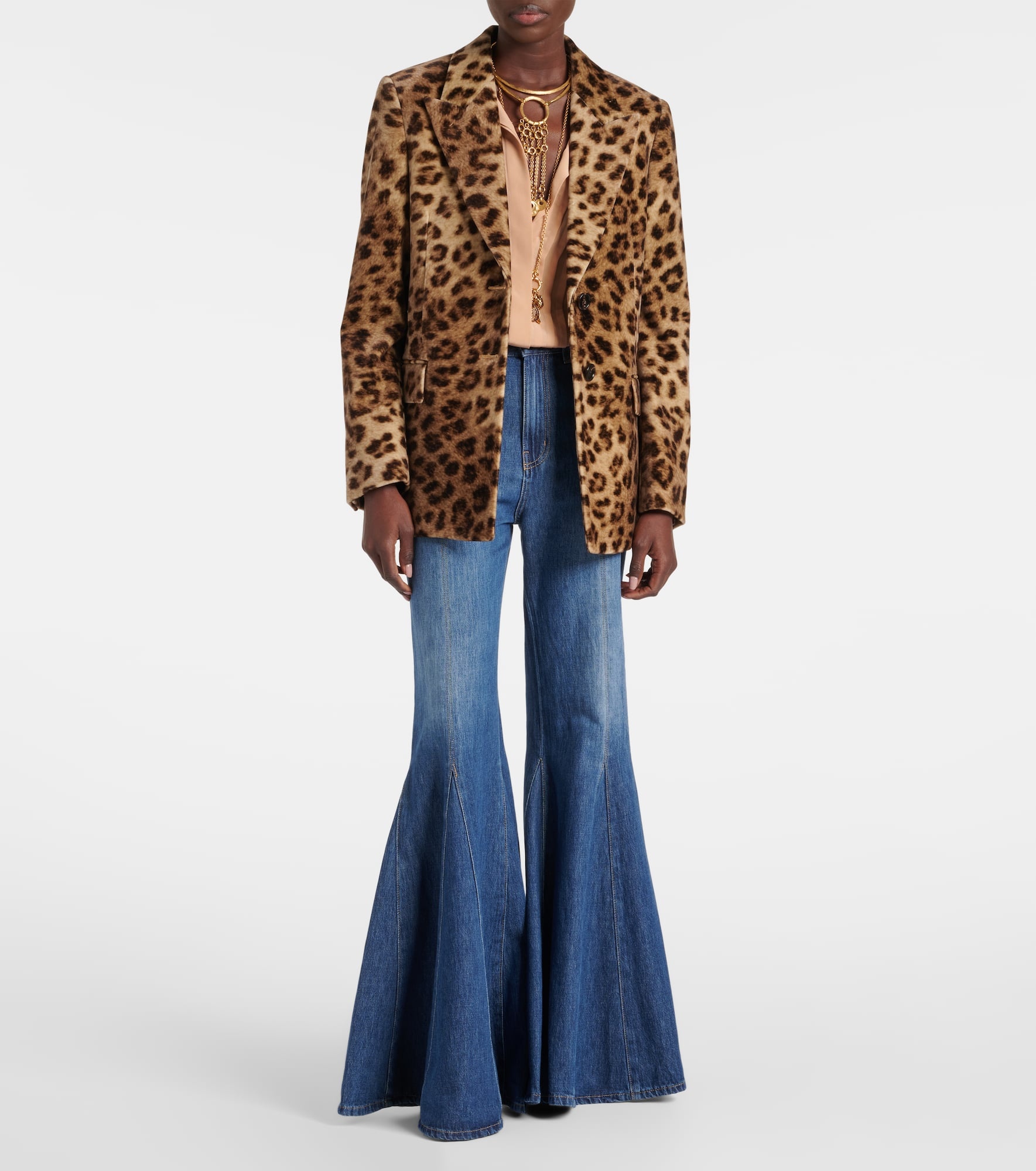 Leopard-print cotton blazer - 2