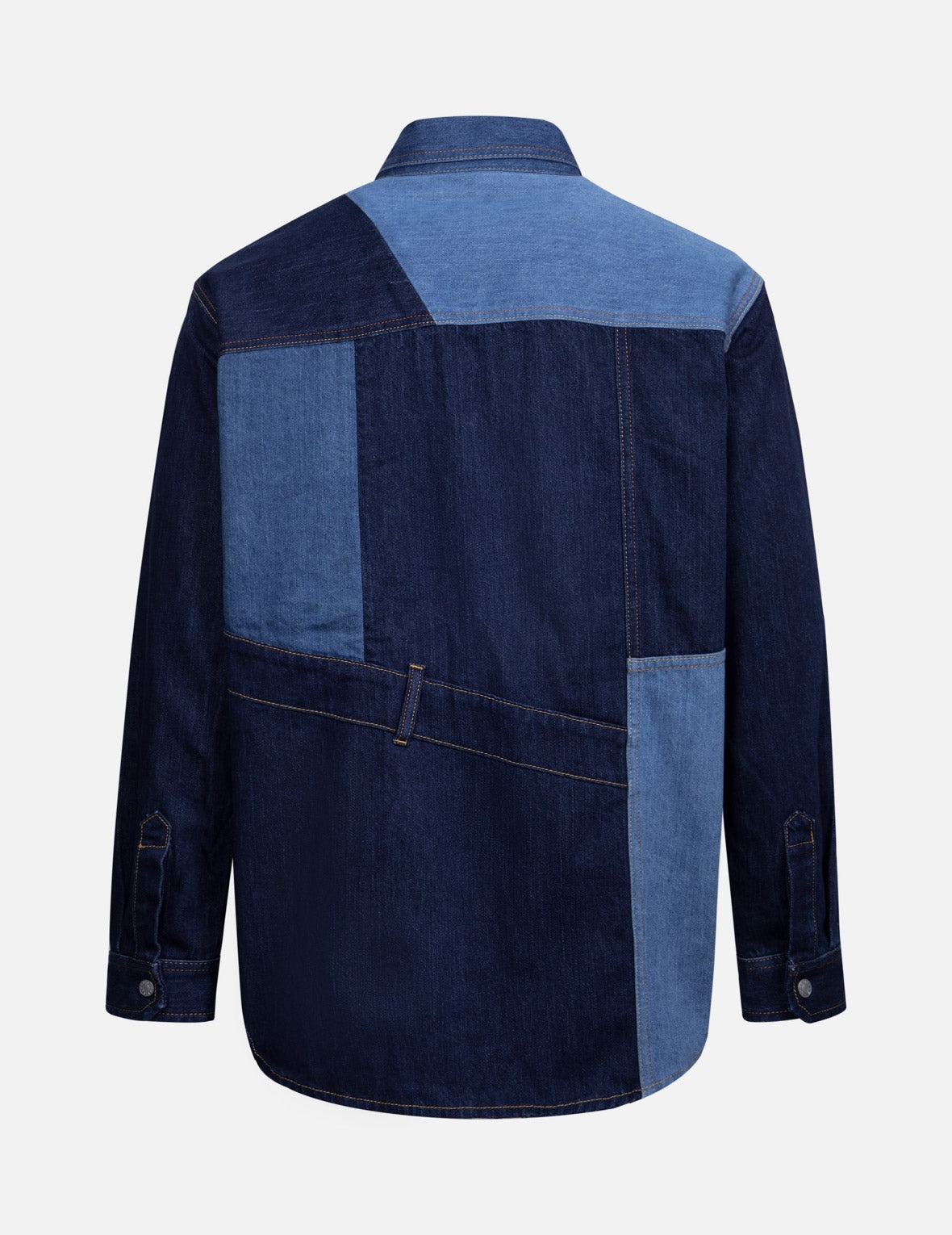 Patchwork with Seagull Embroidery Relax Fit Denim Shirt - 2
