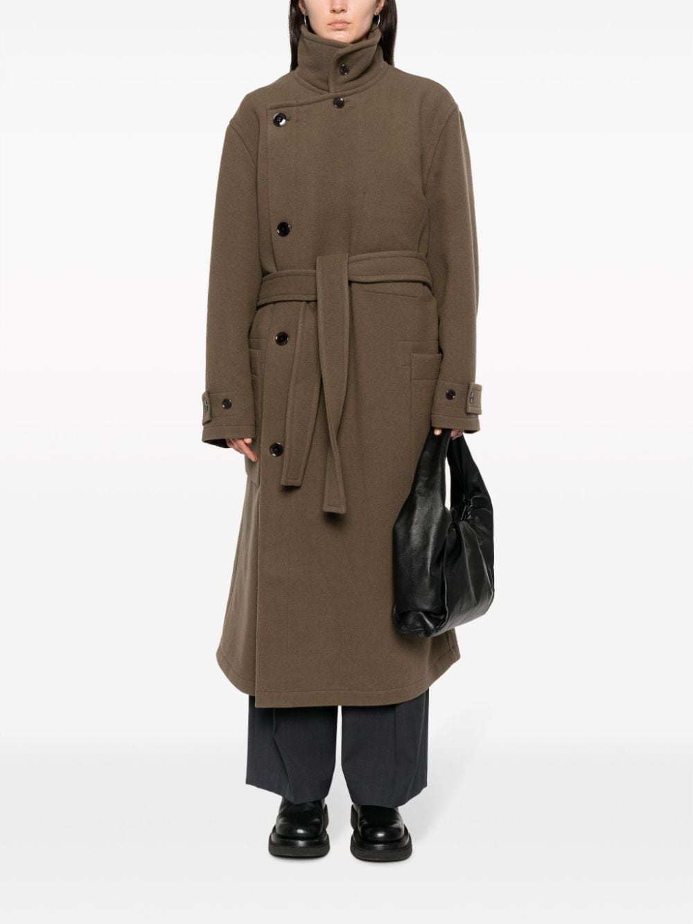 wool wrap belted-waist coat - 3