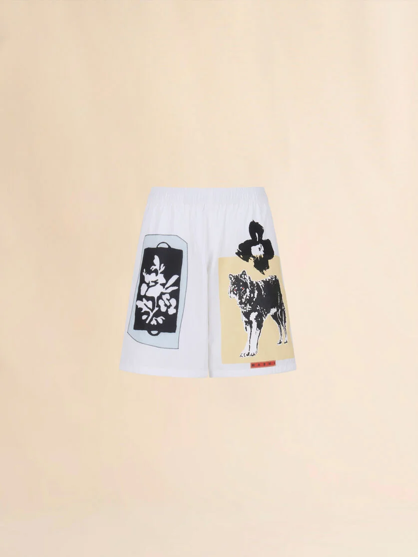 WHITE POPLIN BERMUDA SHORTS - 1