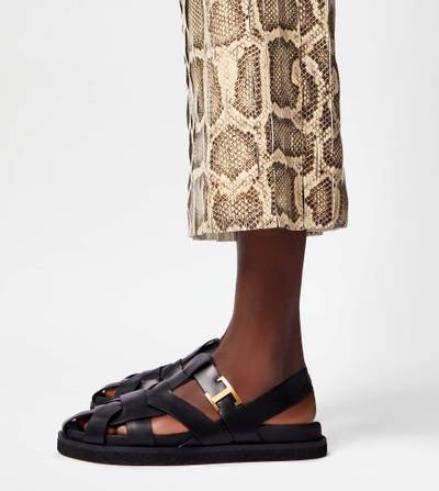 Tod's T TIMELESS SANDALS IN LEATHER - BLACK outlook