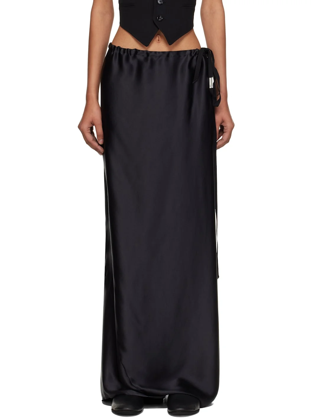 Black Eveline Long Bias Maxi Skirt - 1
