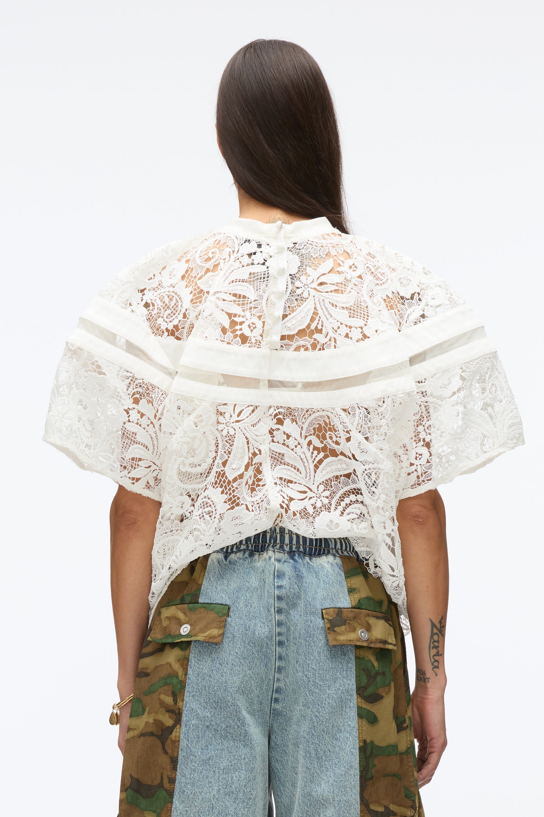 Embroidered Lace Hankerchief Top - 5