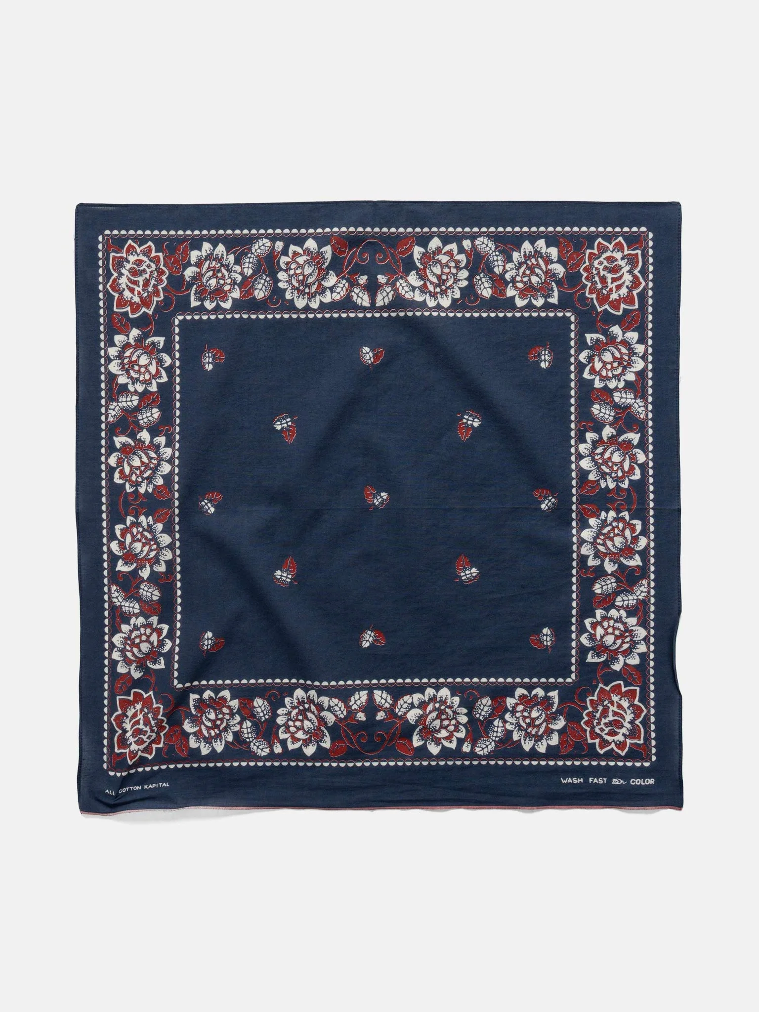 Fastcolor Selvedge Bandanna (ROCKWELL FLOWER) Navy - 1