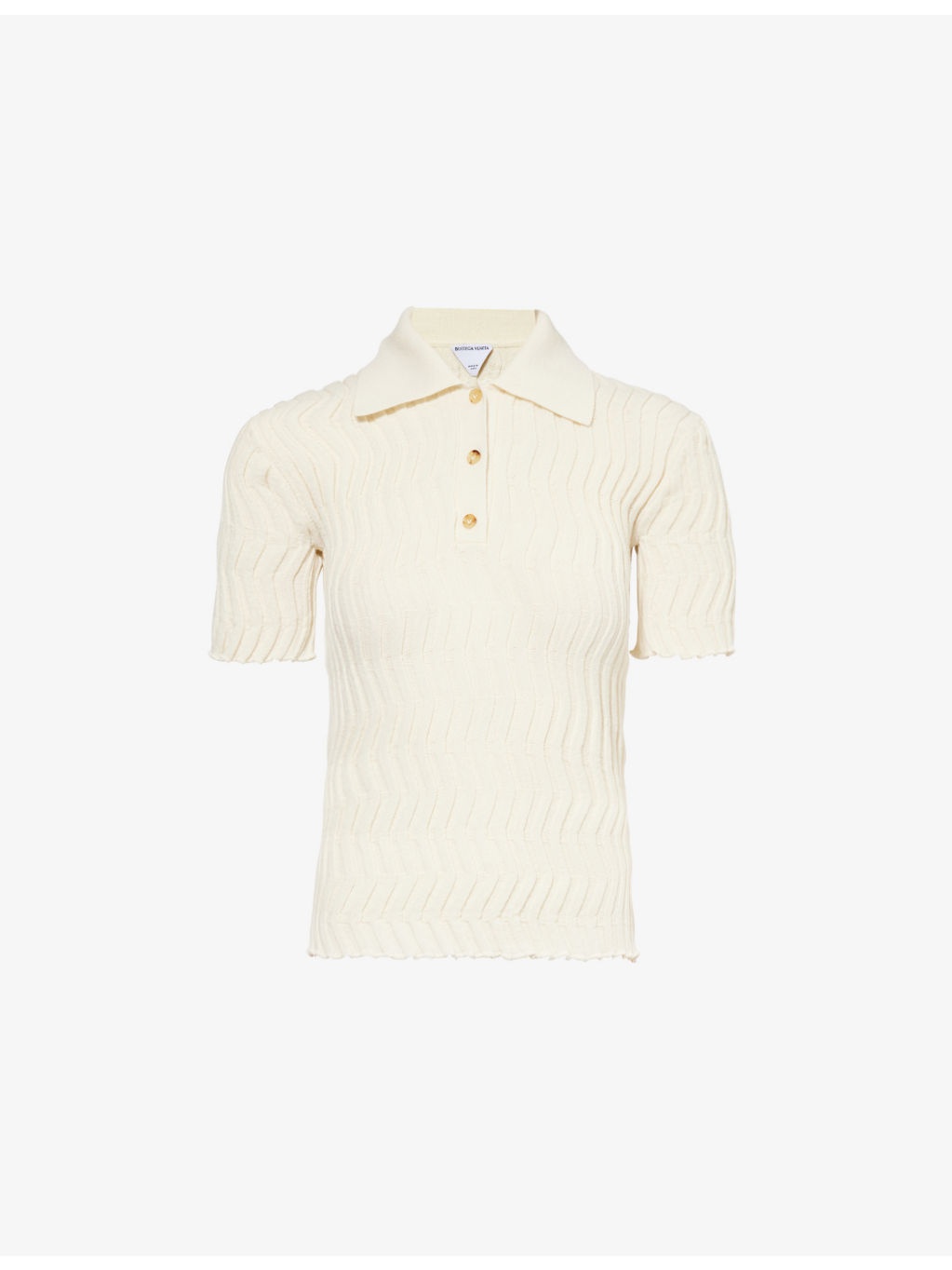Embossed short-sleeves wool polo shirt - 1