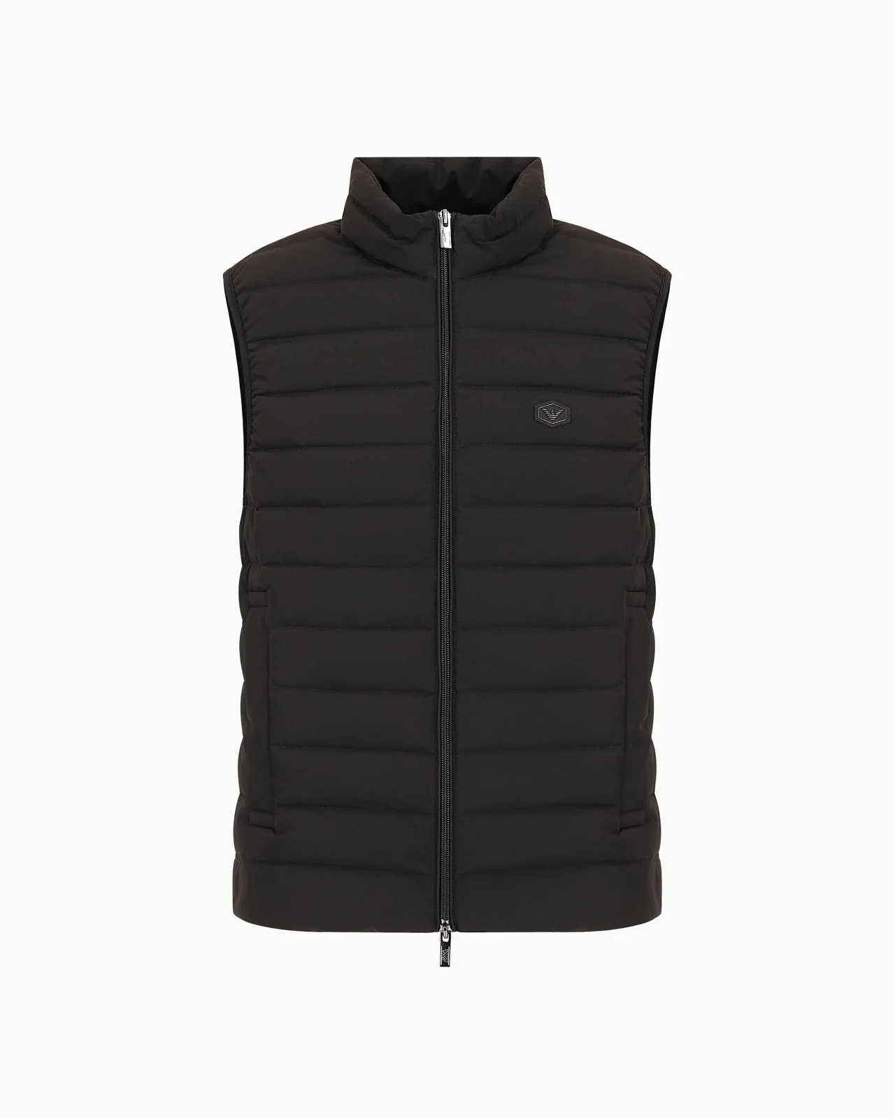 Sleeveless full-zip down jacket in quilted nylon with eagle logo patch - 1