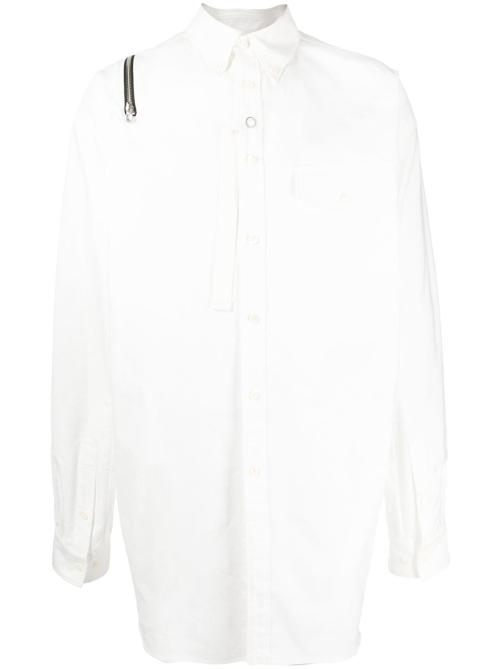 zip-detail long-sleeved shirt - 1