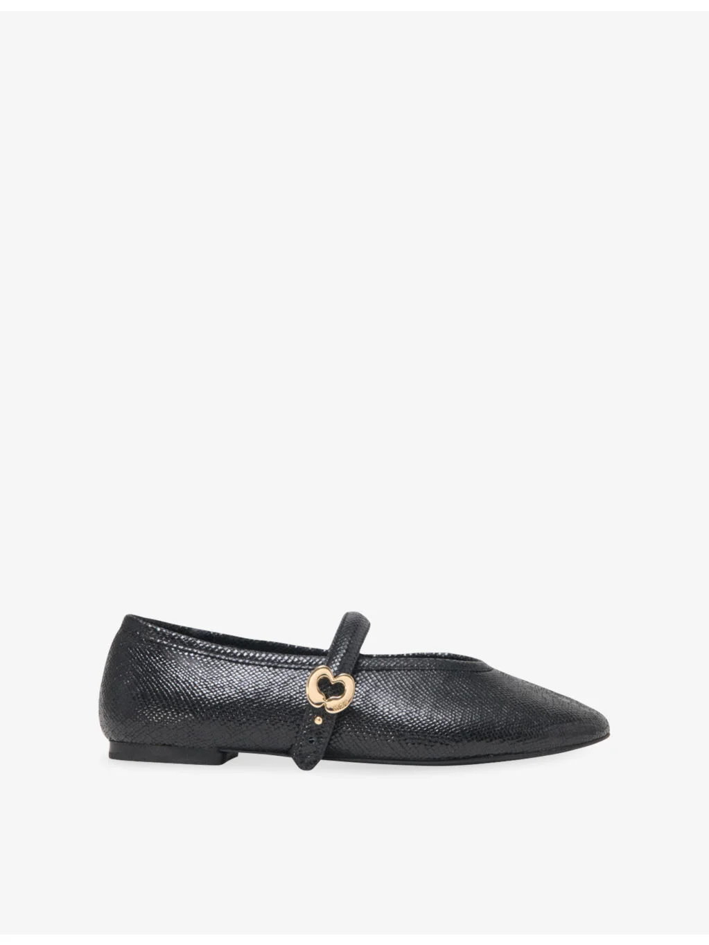 Logo-Buckle Lizard-Embossed Leather Ballet Flats - 1
