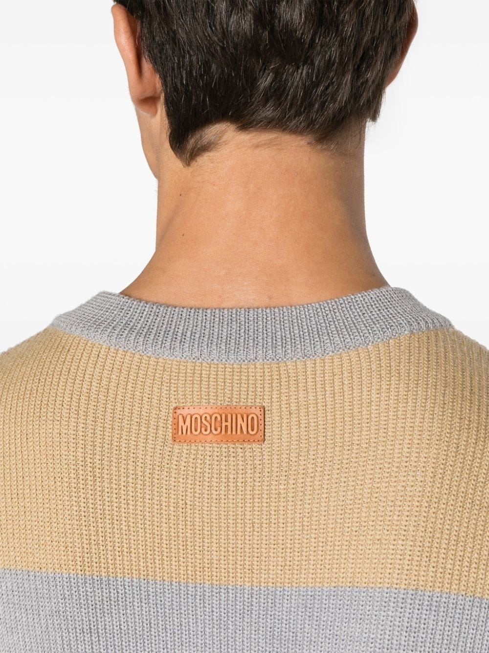 logo-patch striped virgin-wool vest - 5