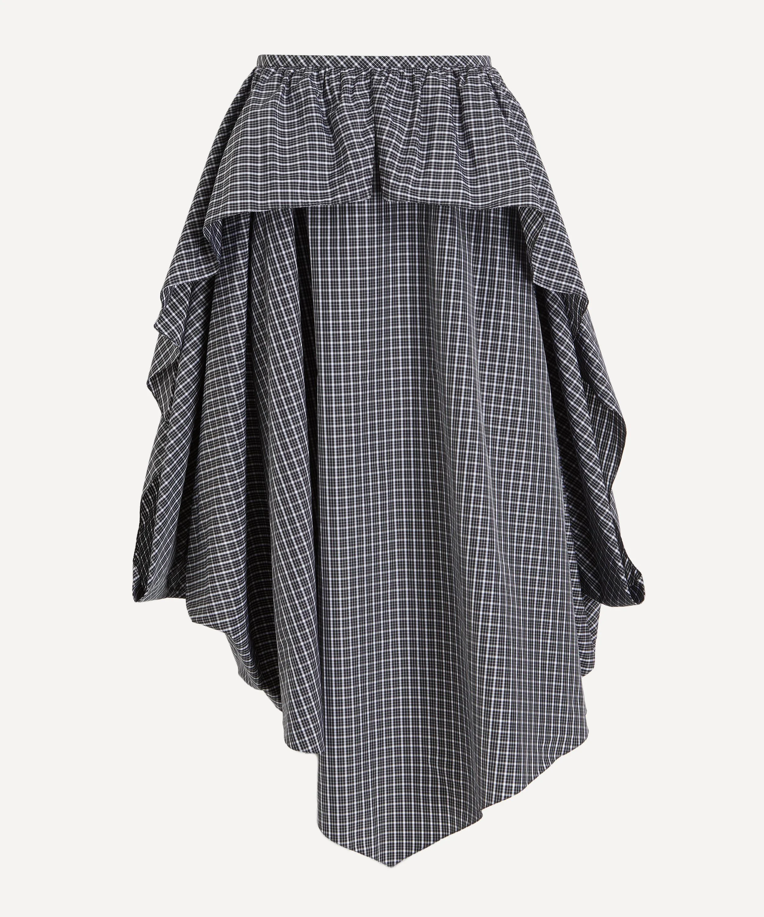 Draped Checked Midi Skirt - 1