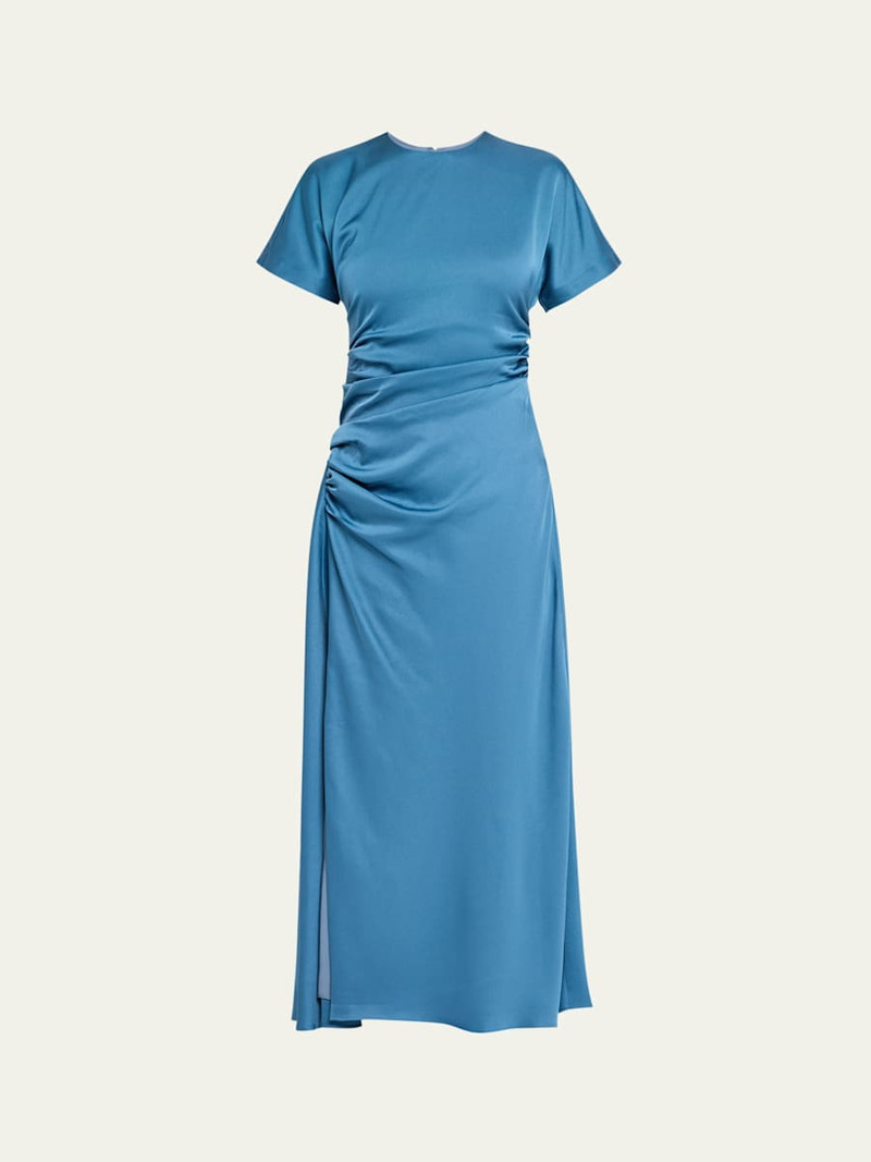 Marabella Ruched Satin Midi Dress 1