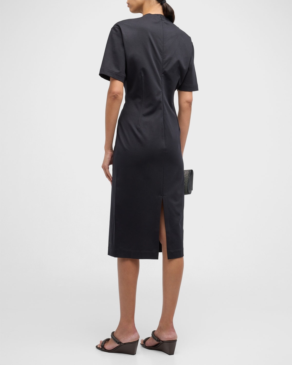 Monili-Trim Corset Techno Couture Jersey Midi T-Shirt Dress - 4