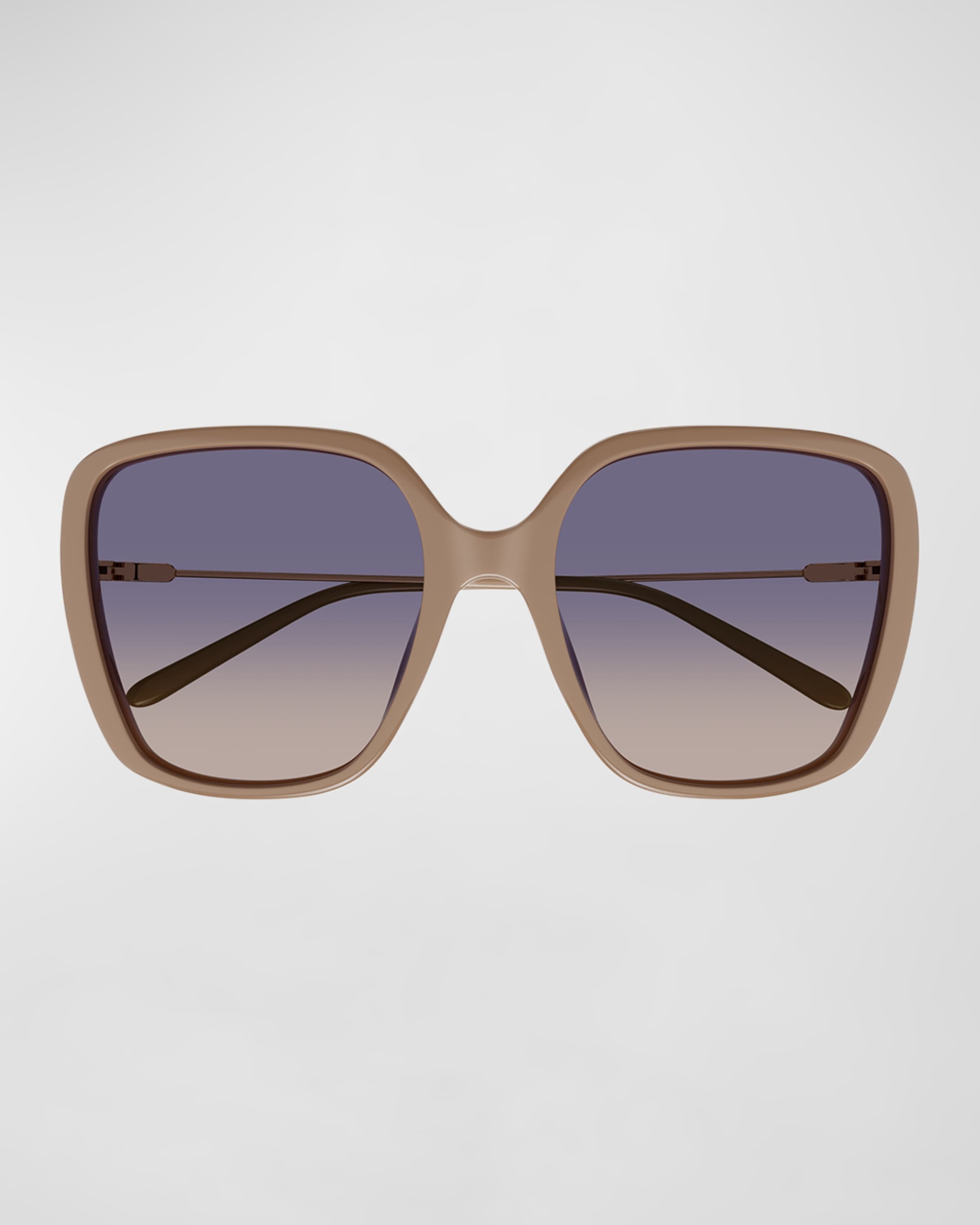 Square Acetate and Metal Sunglasses - 3