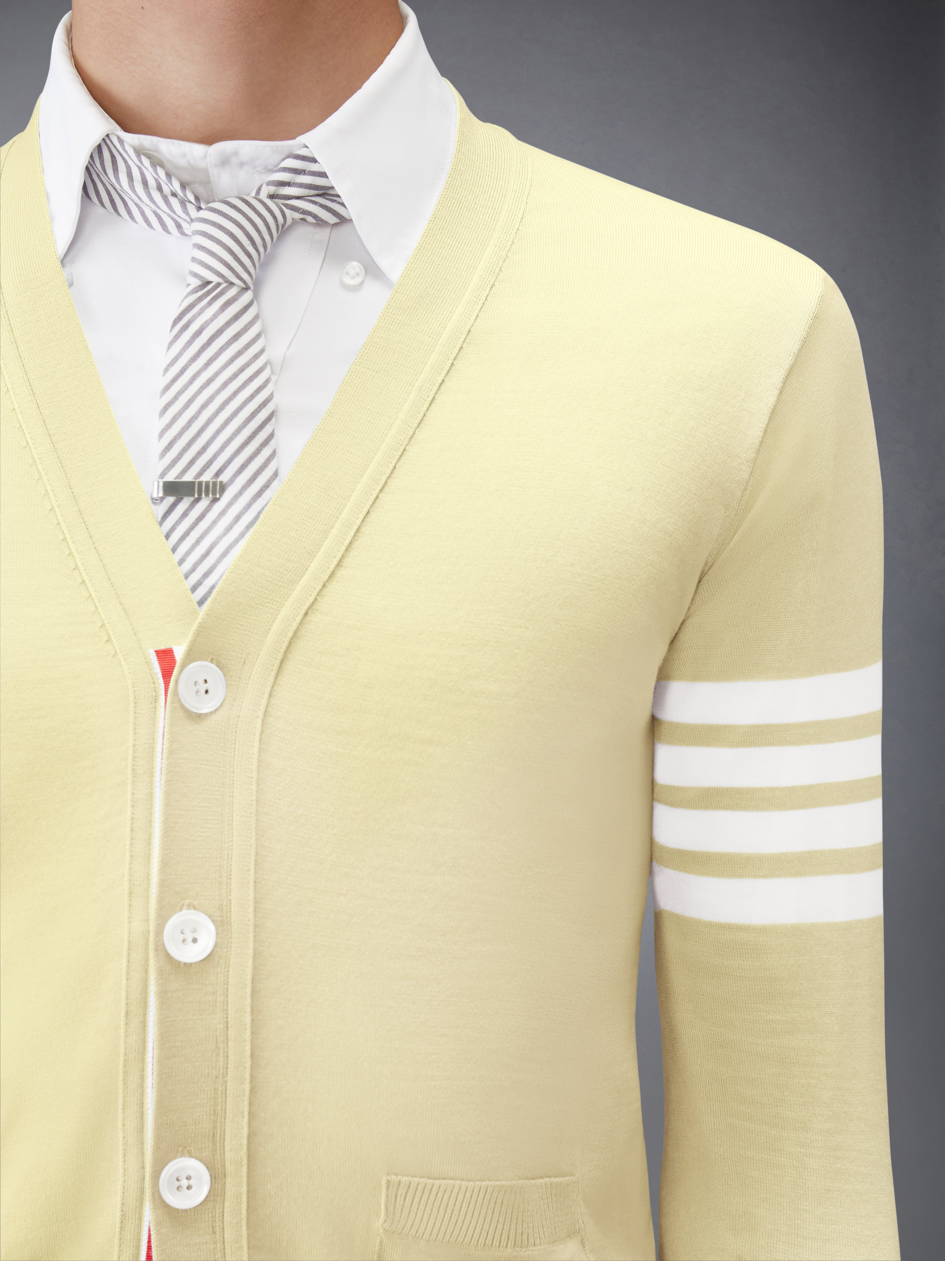 MERINO WOOL 4-BAR CLASSIC V-NECK CARDIGAN - 6