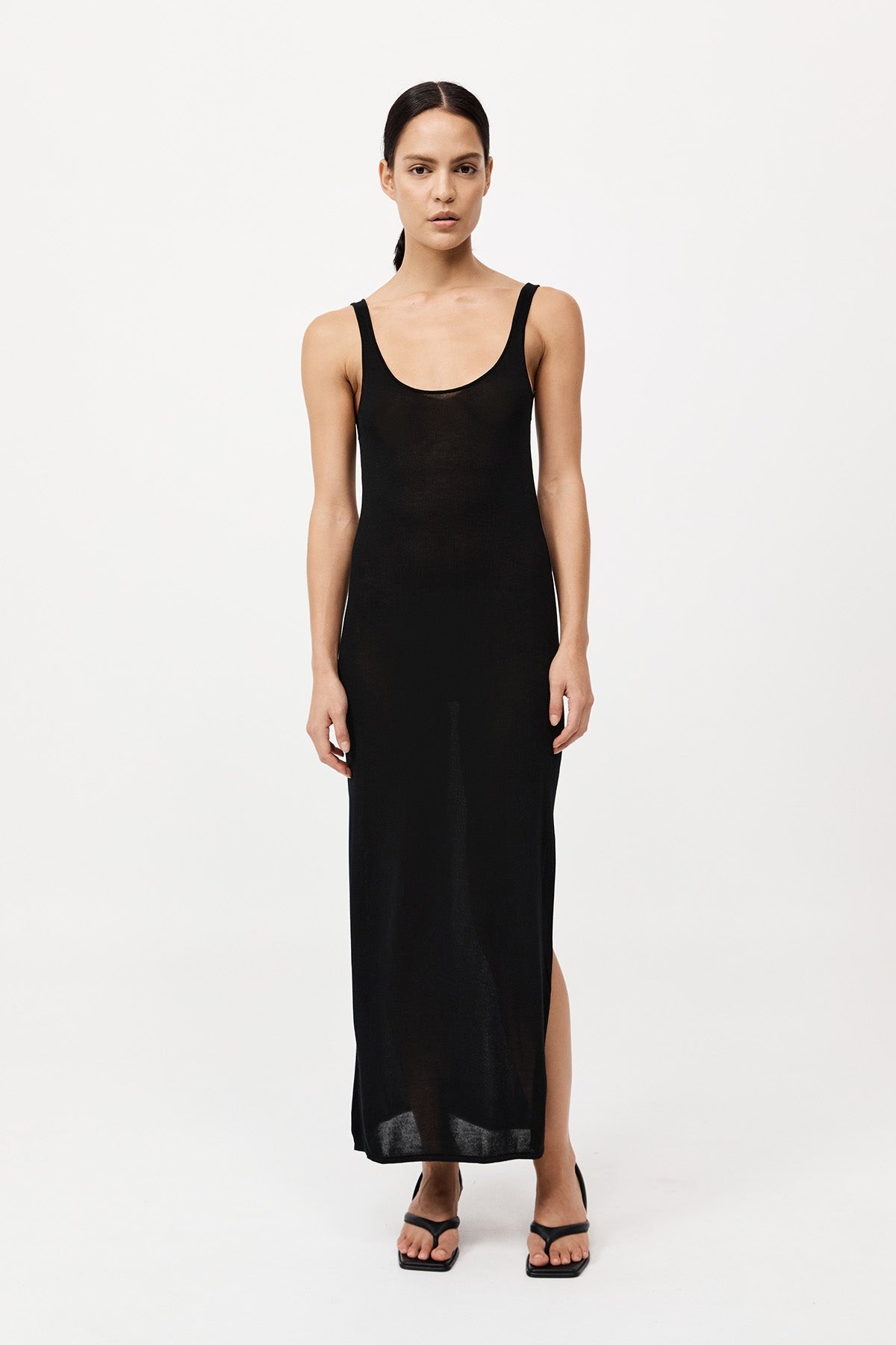 Cowl Back Cami Dress - Black - 2