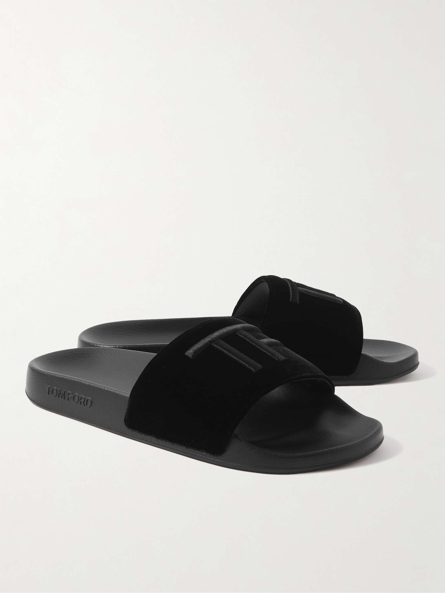 Harris Logo-Embroidered Velvet Slides - 4