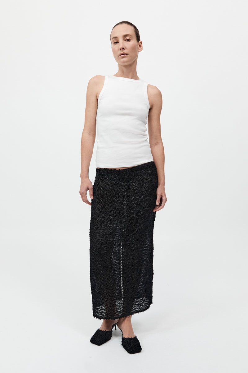 Feathered Silk Skirt - Black - 2