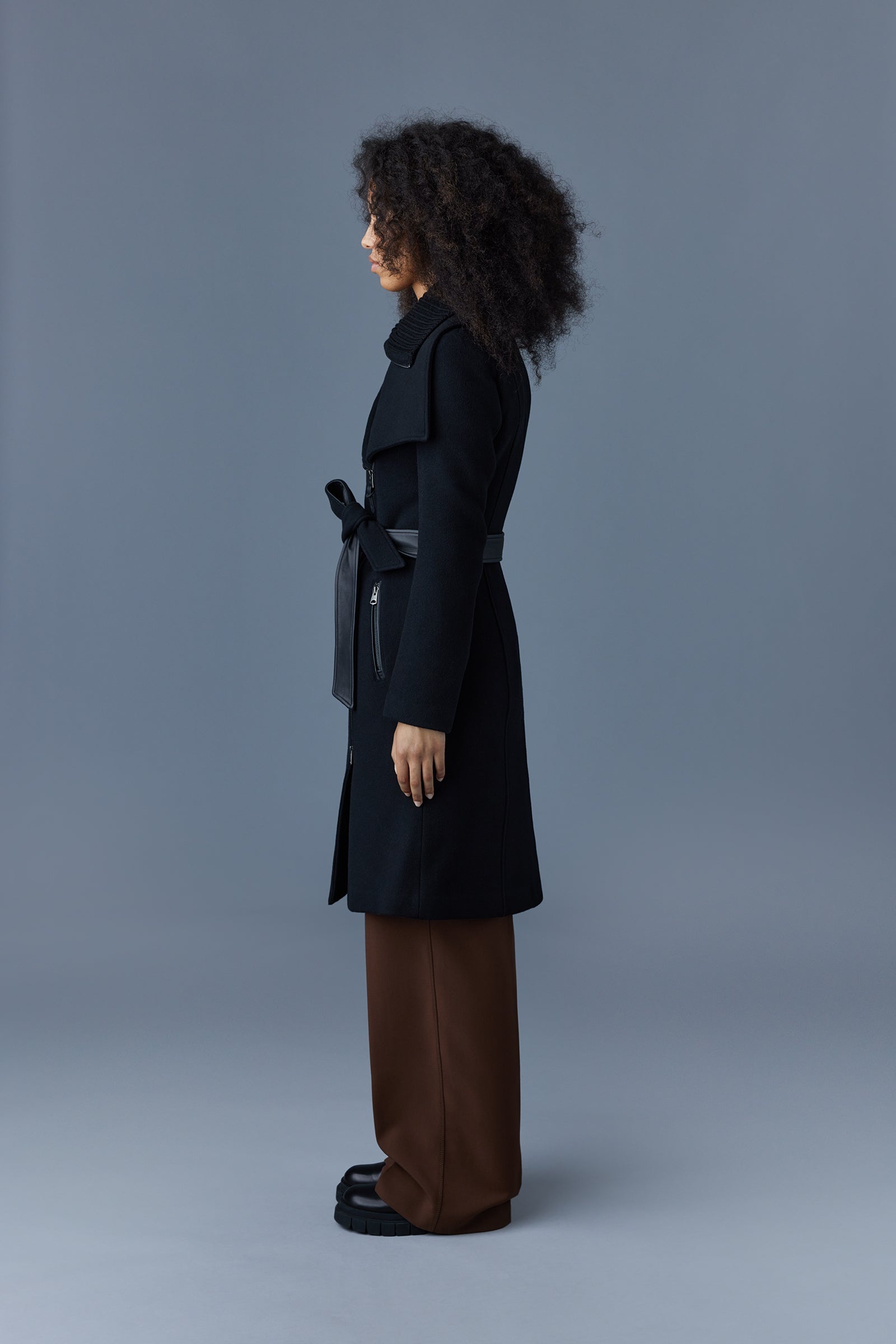 NORI 2-in-1 double face wool coat with sash - 3