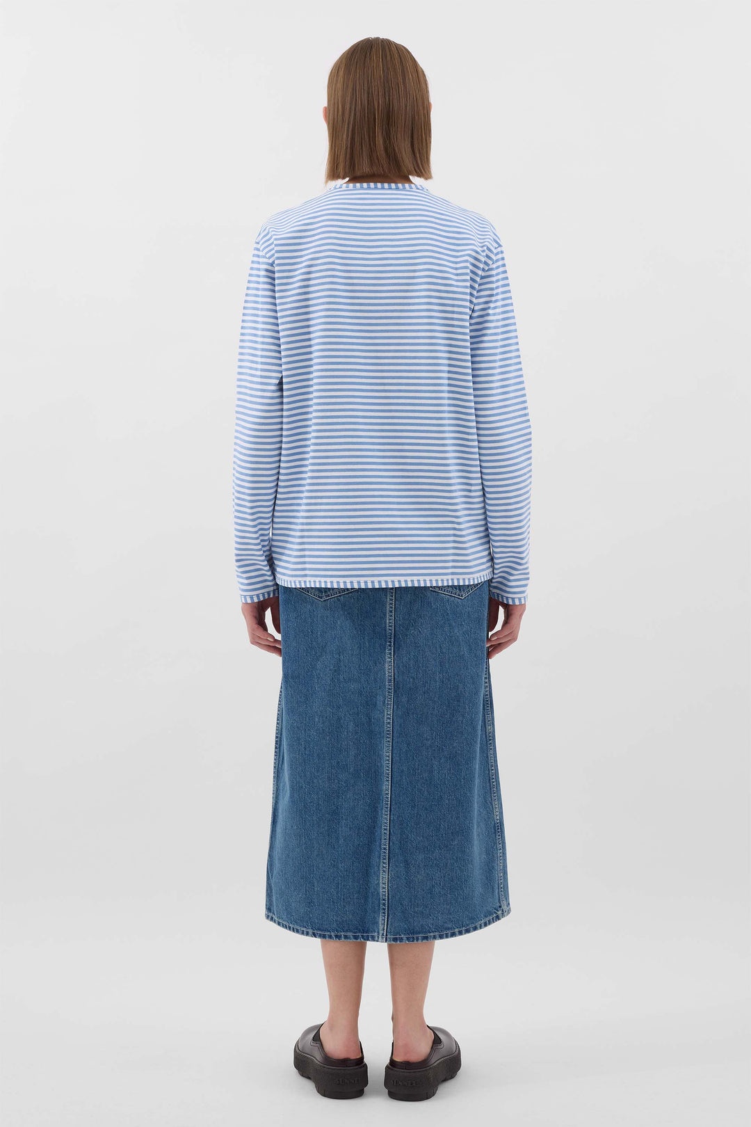 CLASSIC LONGSLEEVE T-SHIRT / azure & optical white stripes - 5