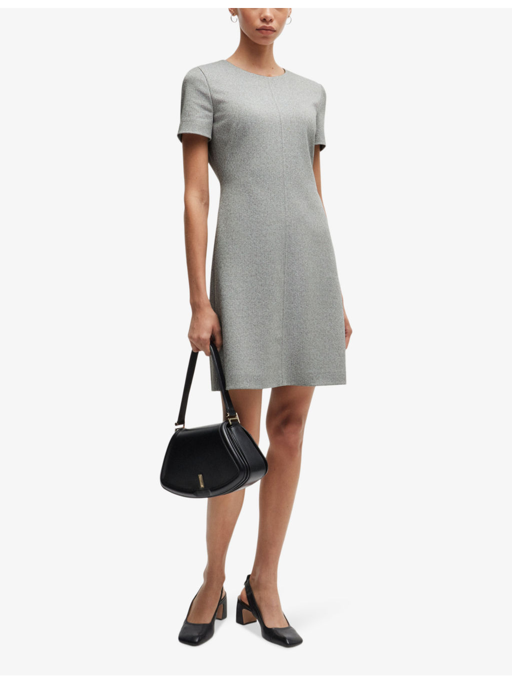 Round-neck short-sleeve stretch cotton-jersey shift dress - 2